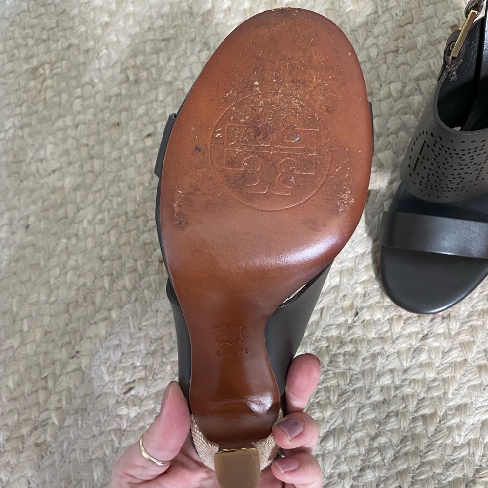Tory Burch Black and Gold Heels - Picture 4 of 5